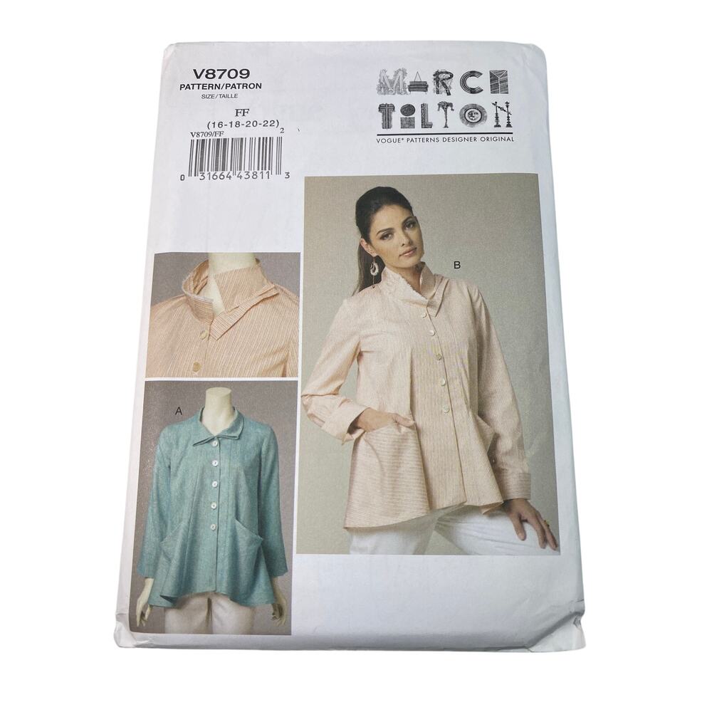 Vogue V8709 Marcy Tilton Lagenlook Jacket Pattern Shacket OOP UC FF Size 16-22